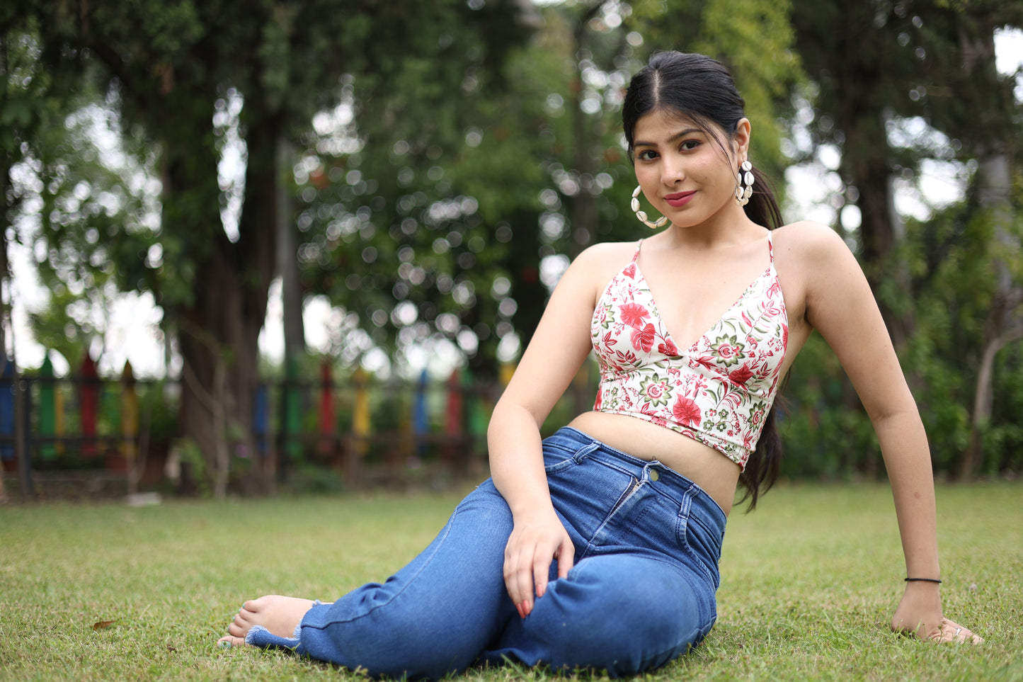 Blushing flora Cotton Removable Padded Bralette – Soft & Breathable Natural Fabric