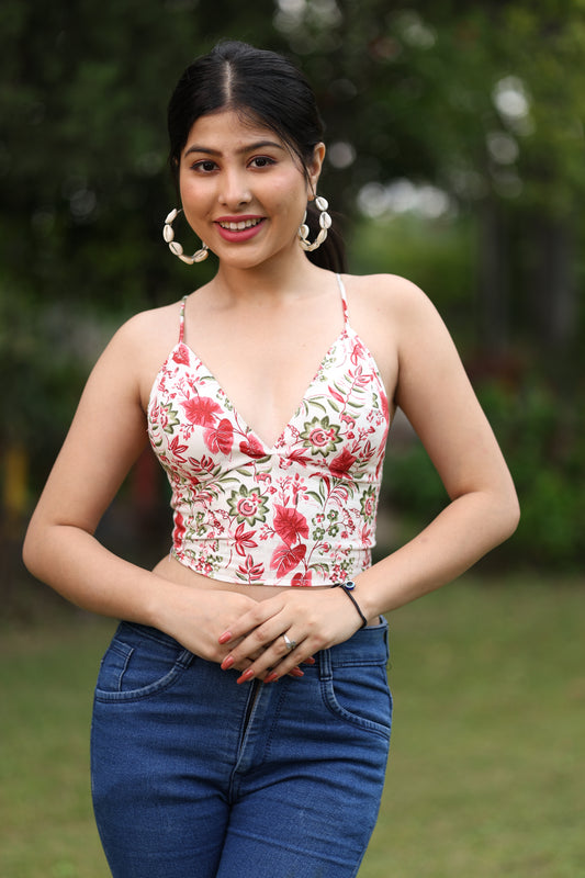 Blushing flora Cotton Removable Padded Bralette – Soft & Breathable Natural Fabric