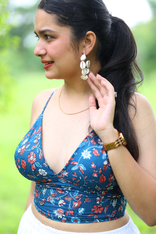 lsland Haze Floral Cotton removable Padded Bralette – Soft & Breathable Natural Fabric