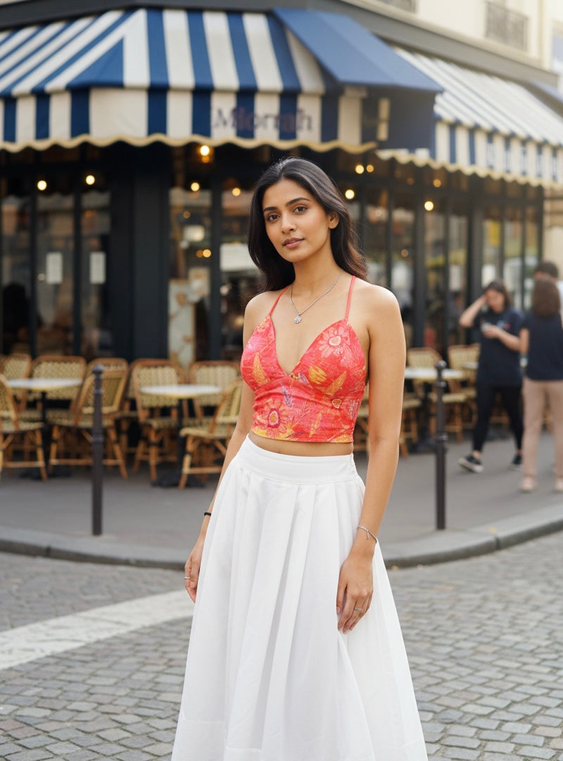 Hakoba Floral Sunset Cotton Removable Padded Bralette – Soft & Breathable Natural Fabric