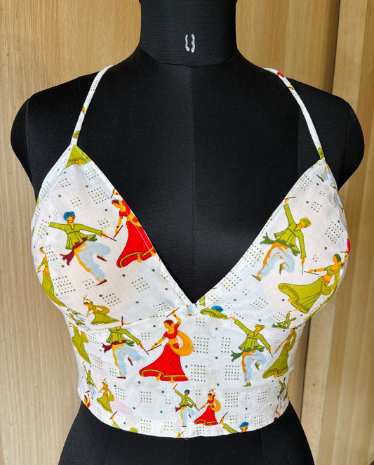 Navratri Festive Cotton Removable Padded Bralette – Soft & Breathable Natural Fabric