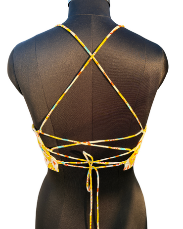 Yellow Patola Print Cotton Padded Bralette – Soft & Breathable Natural Fabric