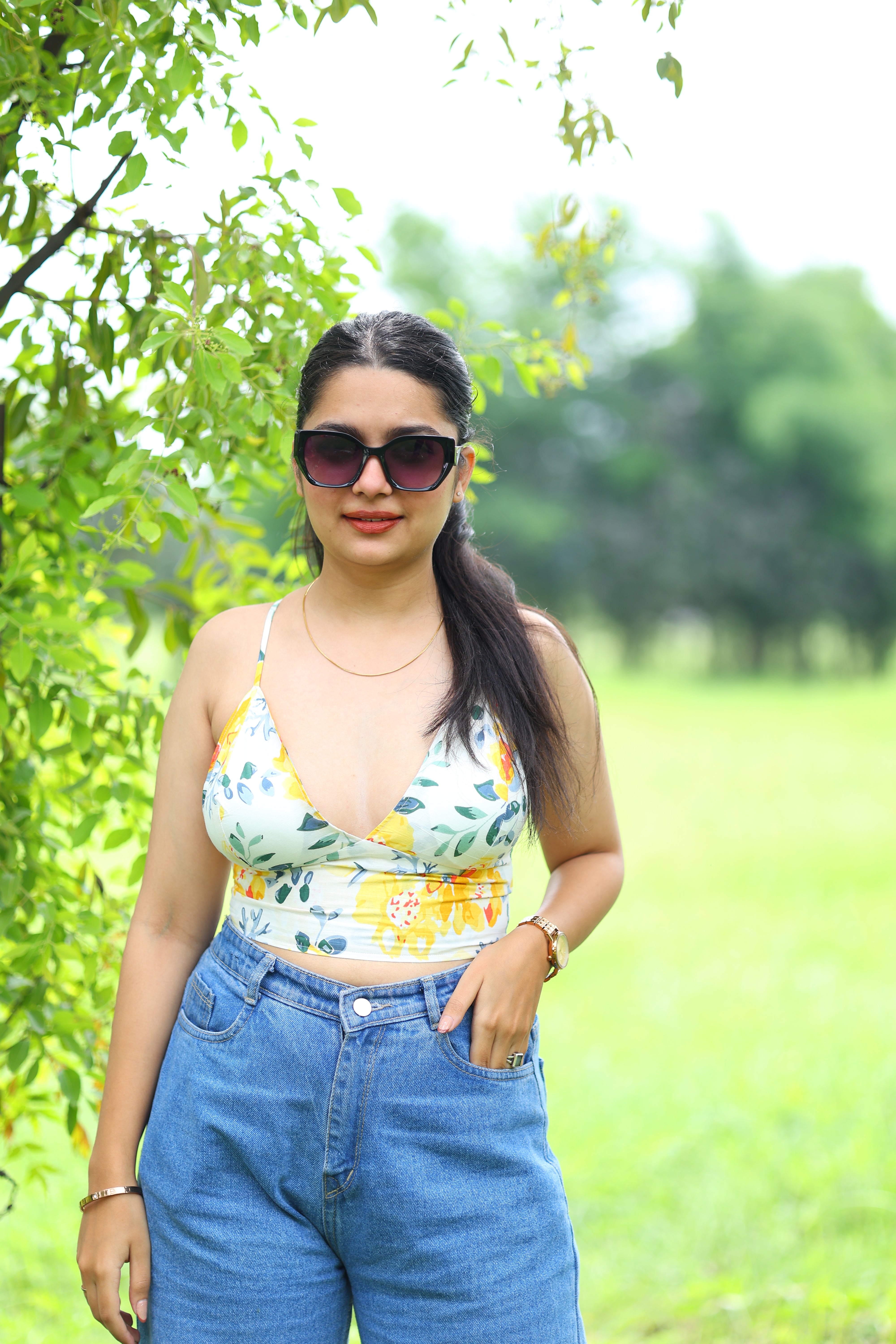 Sunny Bloom Cotton removable Padded Bralette – Soft & Breathable Natural Fabric