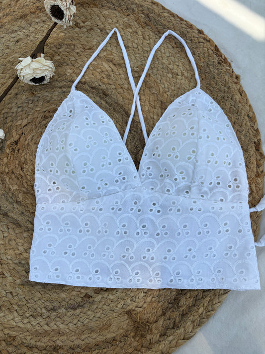 White hakoba chicken  Cotton Padded Bralette – Soft & Breathable Natural Fabric