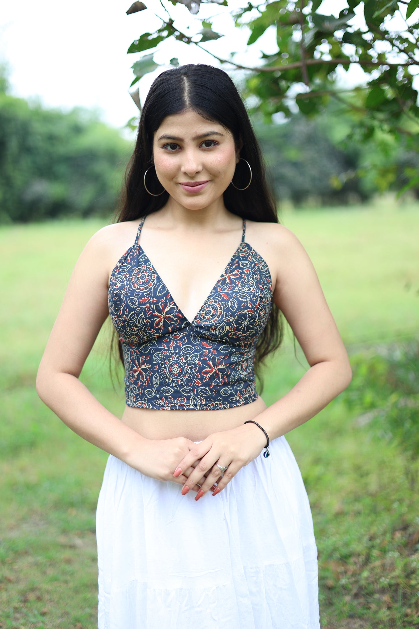 Crimson Indigo Cotton Padded Bralette – Soft & Breathable Natural Fabric