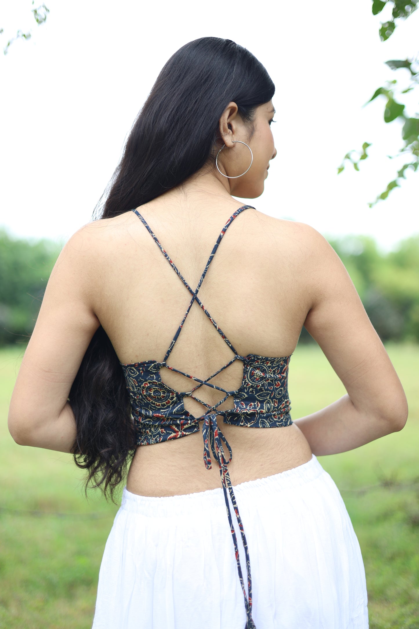 Crimson Indigo Cotton Padded Bralette – Soft & Breathable Natural Fabric