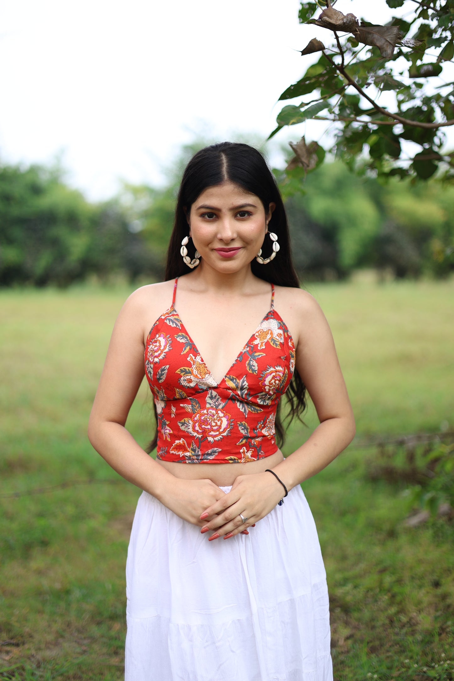 Floral fiesta Cotton Removable Padded Bralette – Soft & Breathable Natural Fabric