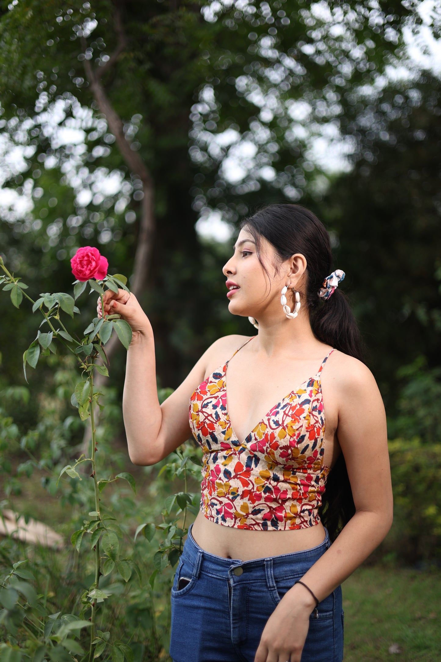 Garden Crush Floral Print Cotton Removable Padded Bralette – Soft & Breathable Natural Fabric