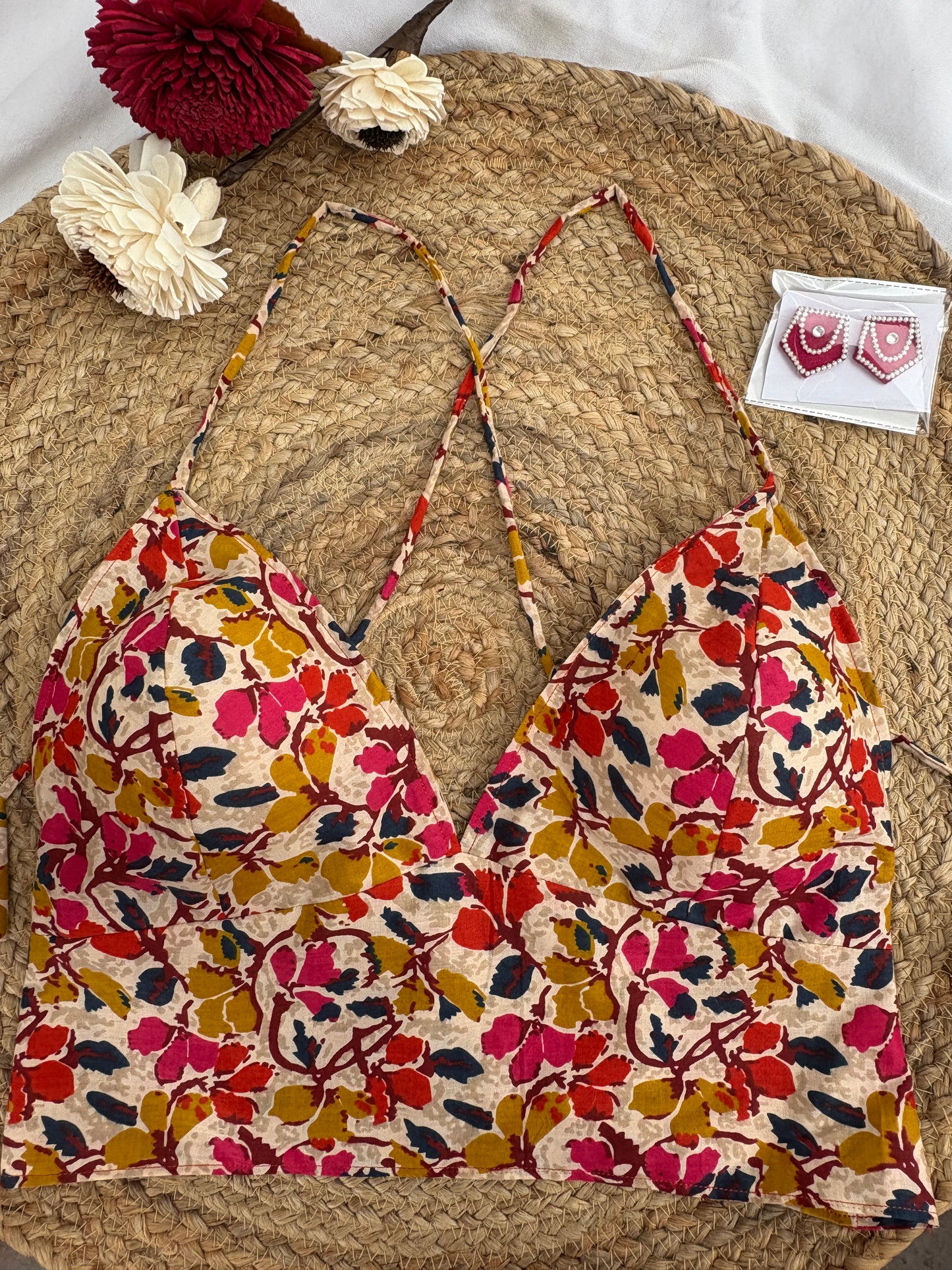Garden Crush Floral Print Cotton Padded Bralette – Soft & Breathable Natural Fabric