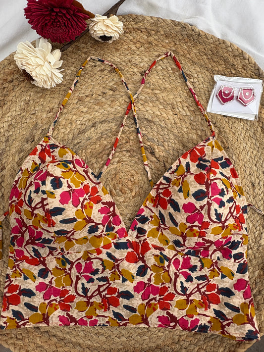 Garden Crush Floral Print Cotton Padded Bralette – Soft & Breathable Natural Fabric